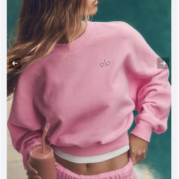ALO Yoga Tops - Pink Crop Crewneck - alo